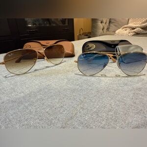 Ray-Ban Gold Aviators with Brown and Blue Gradient Lenses
